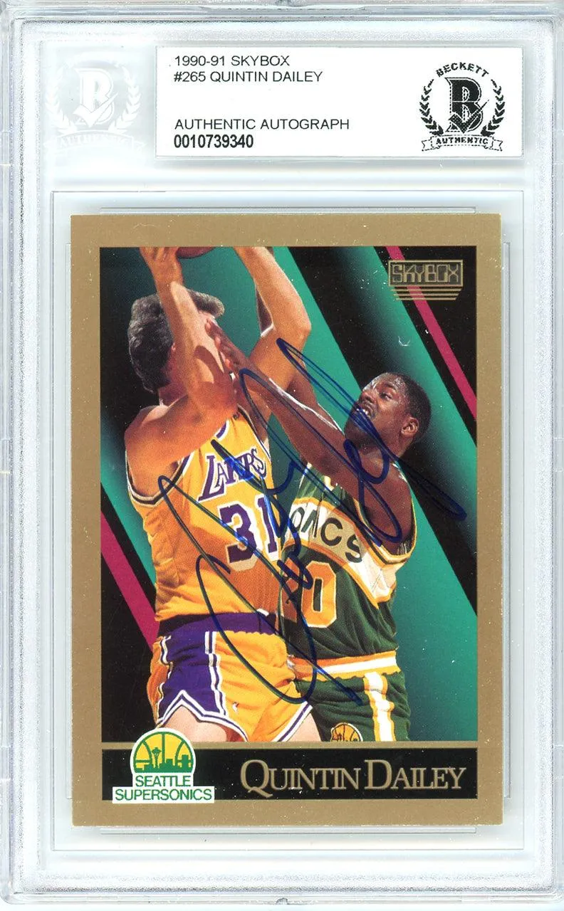 Quintin Dailey Autographed 1990-91 Skybox Card #265 Seattle Super Sonics Beckett BAS #10739340