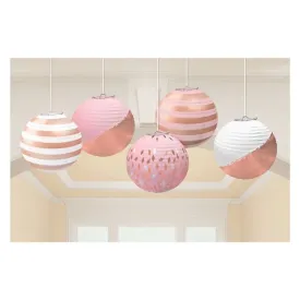 Rose Gold Paper Lanterns 5pk