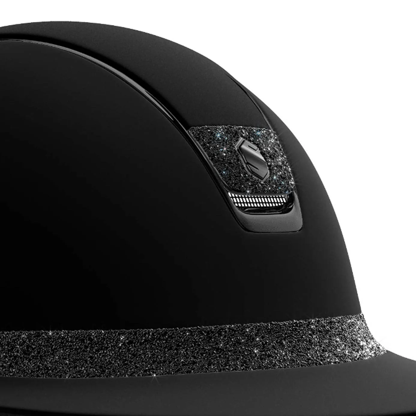 Samshield V1 Black Miss Shield Riding Hat with Crystal Fabric Band and Blazon