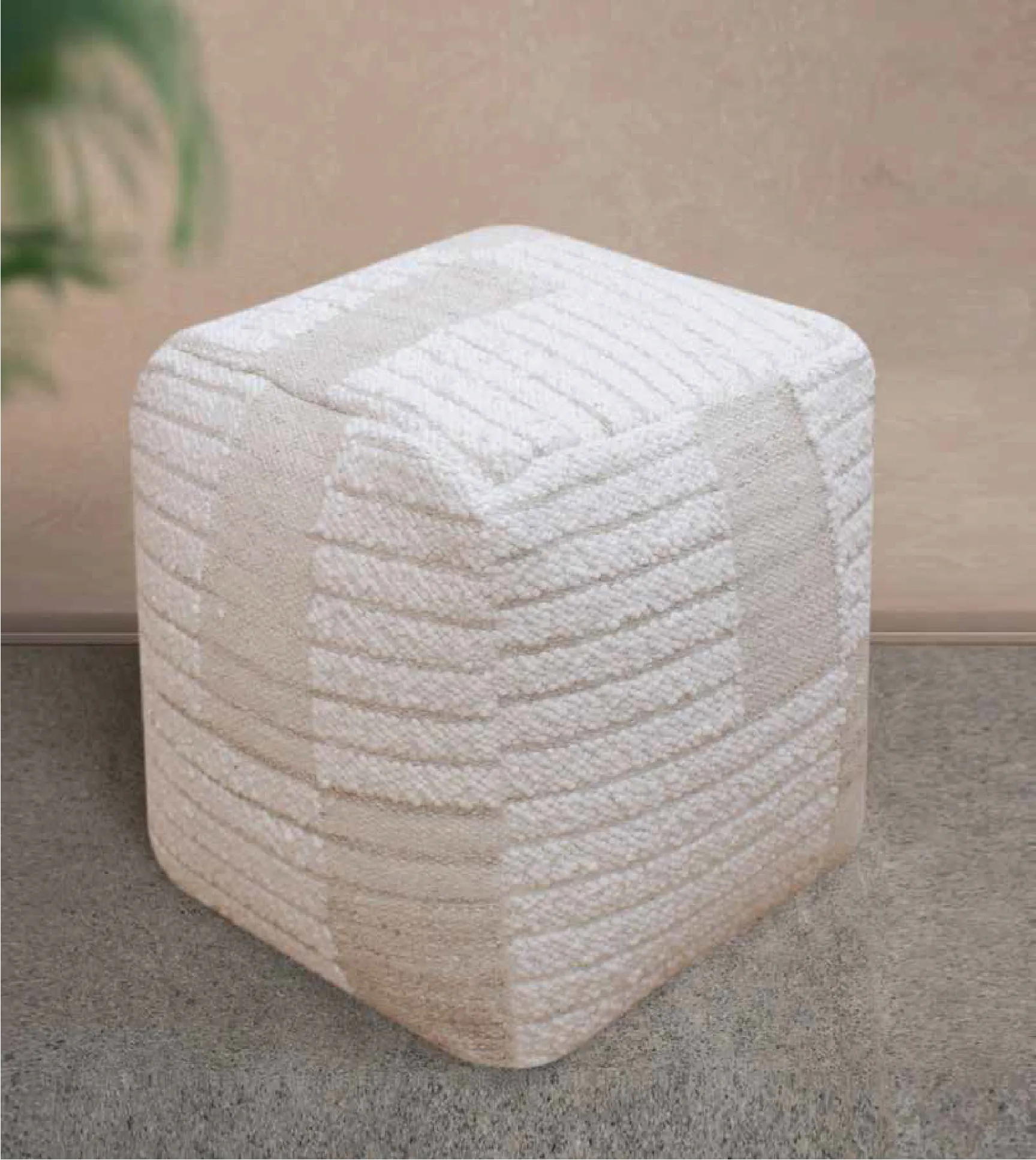 Soungro Pouf Ivory 40 x 40 x 40 CM