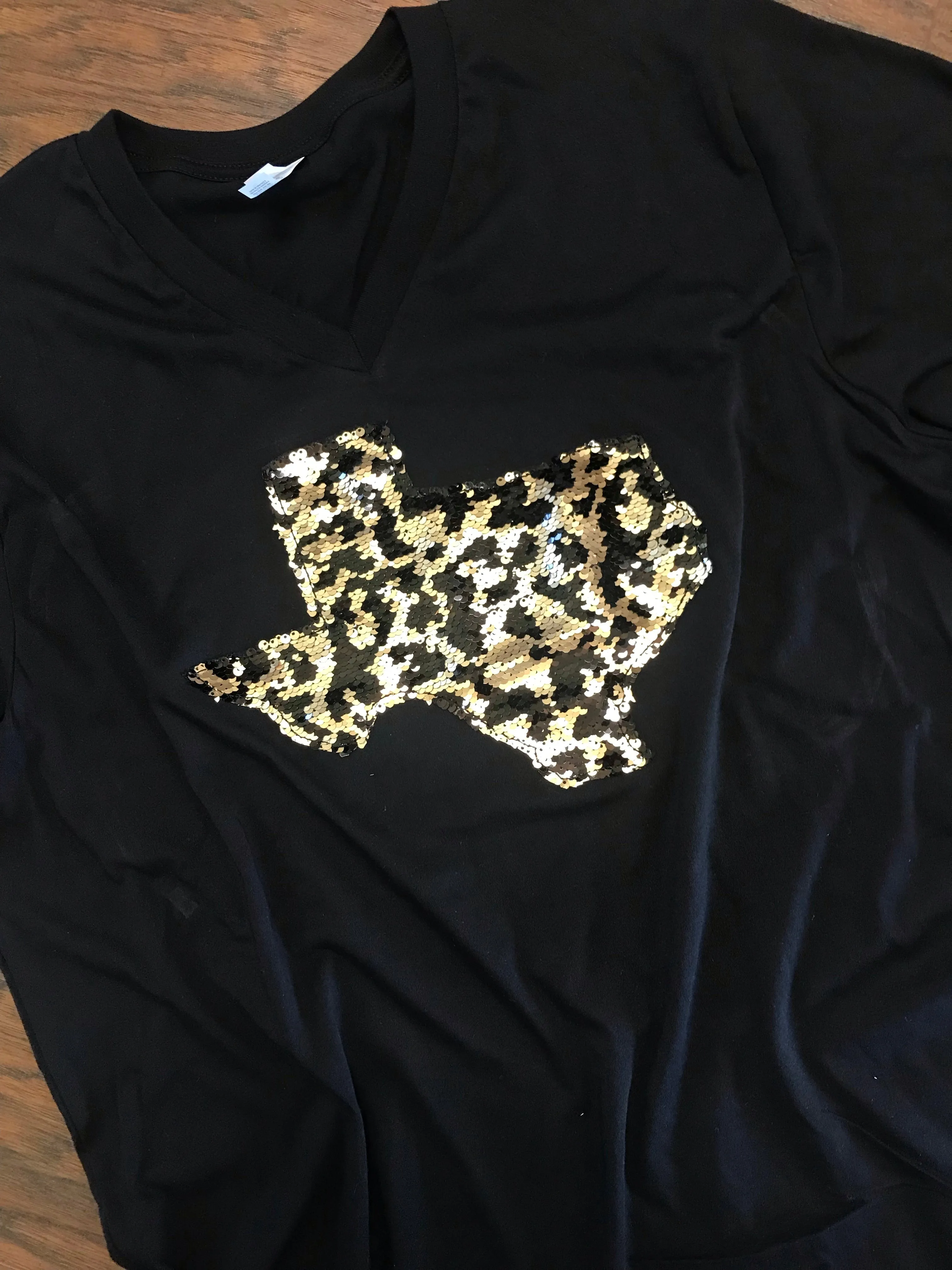 State Shirt with Leopard Print Mermaid Sequins