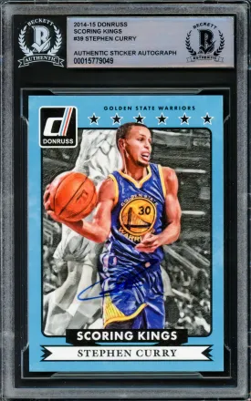 Stephen Curry Autographed 2014-15 Donruss Scoring Kings Card #29 Golden State Warriors Beckett BAS #15779049