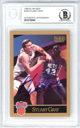 Stuart Gray Autographed 1990-91 Skybox Card #188 New York Knicks Beckett BAS #10739344