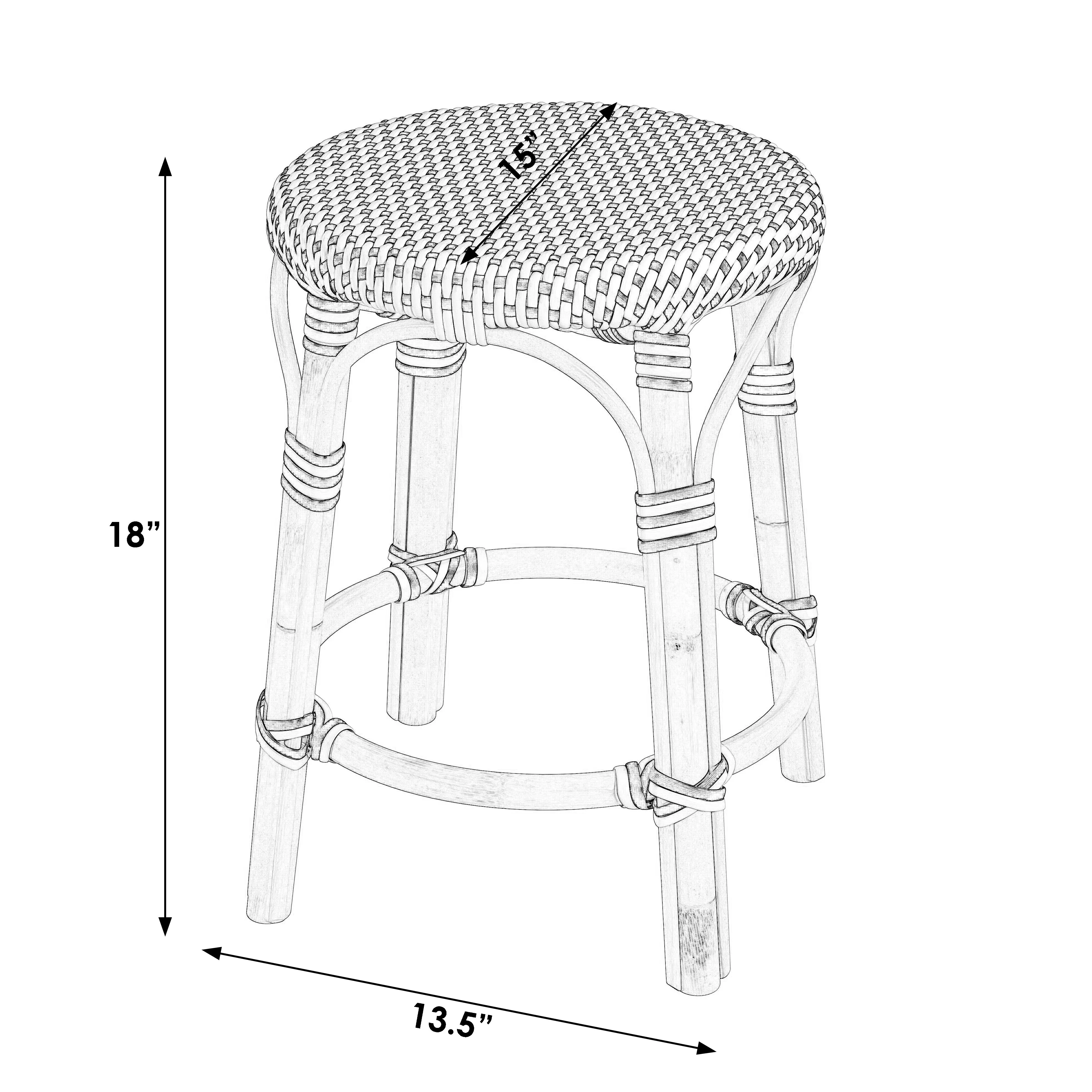 Tobias Rattan Round 18" Stool in White and Black  5745295