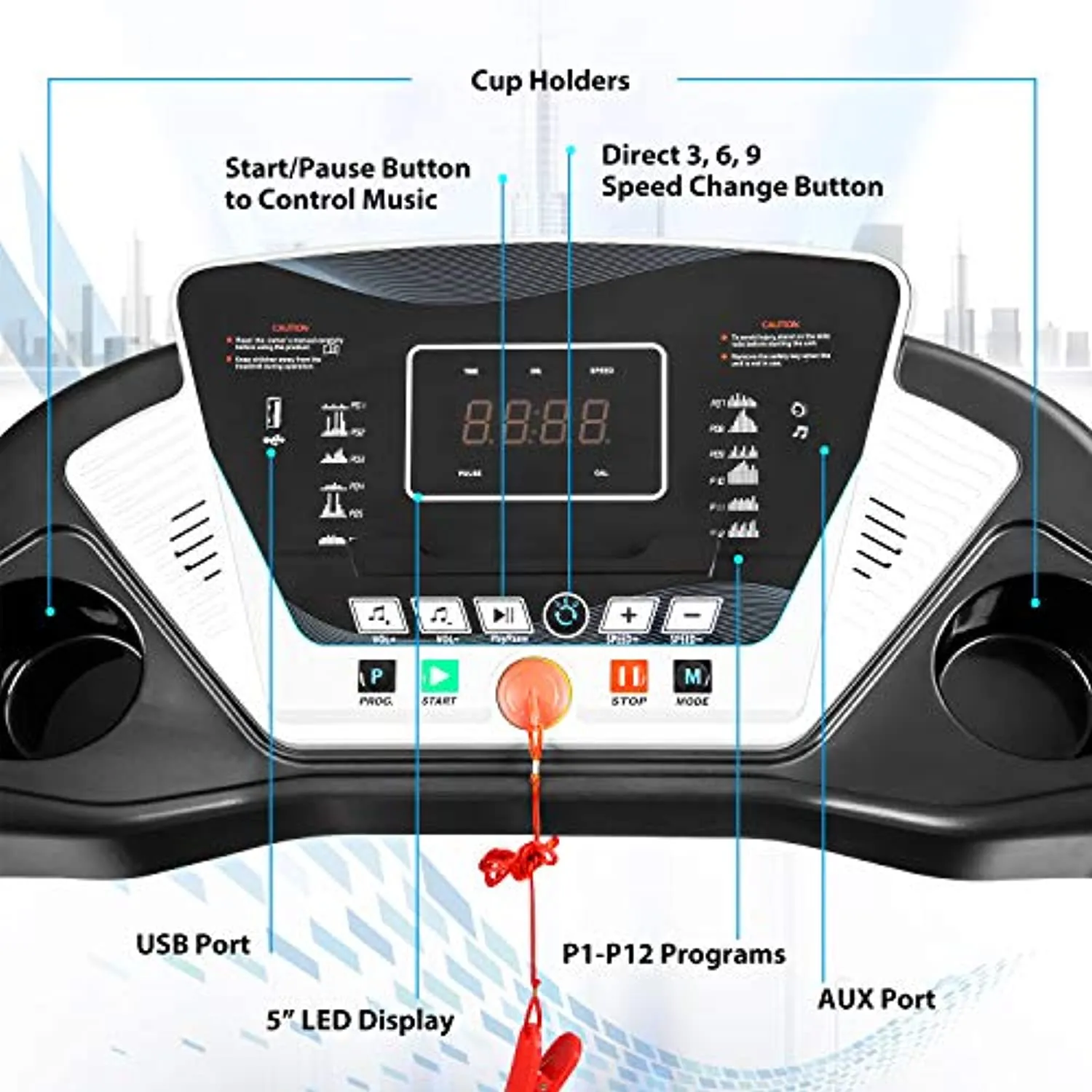 Treadmill for Home,Max 2.25 HP Folding Incline Treadmills for Exercise with LCD Monitor 3 Levels Manual Incline 12 Preset Program Max Speed 7.5MPH Fitness Gym Machine