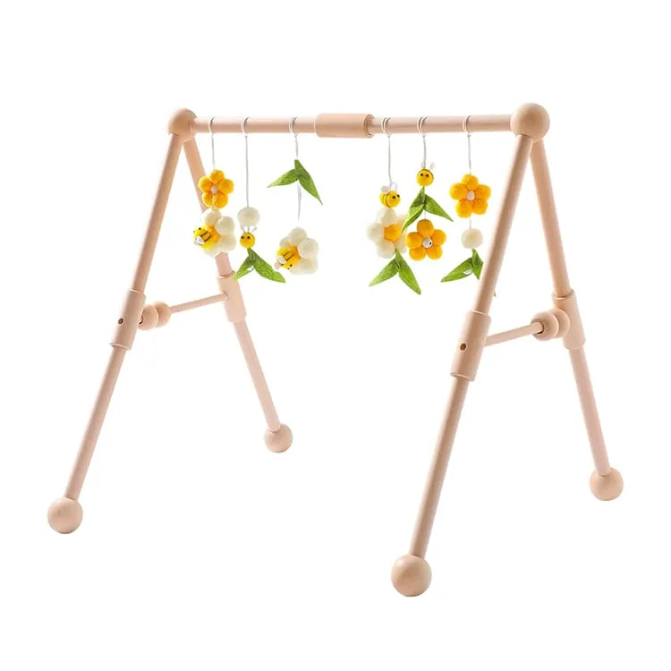 Wooden Baby Activity Gym With Honey Bee Pendant