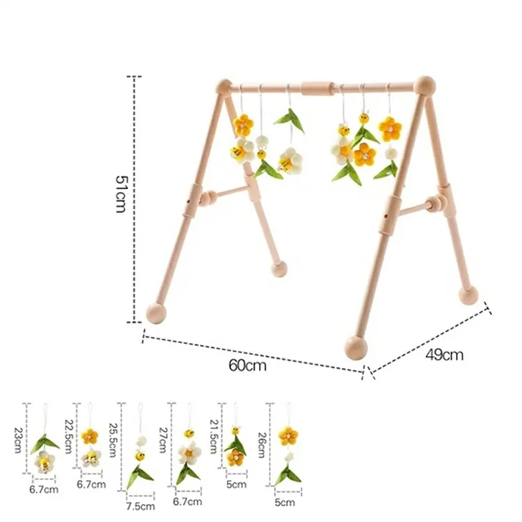 Wooden Baby Activity Gym With Honey Bee Pendant