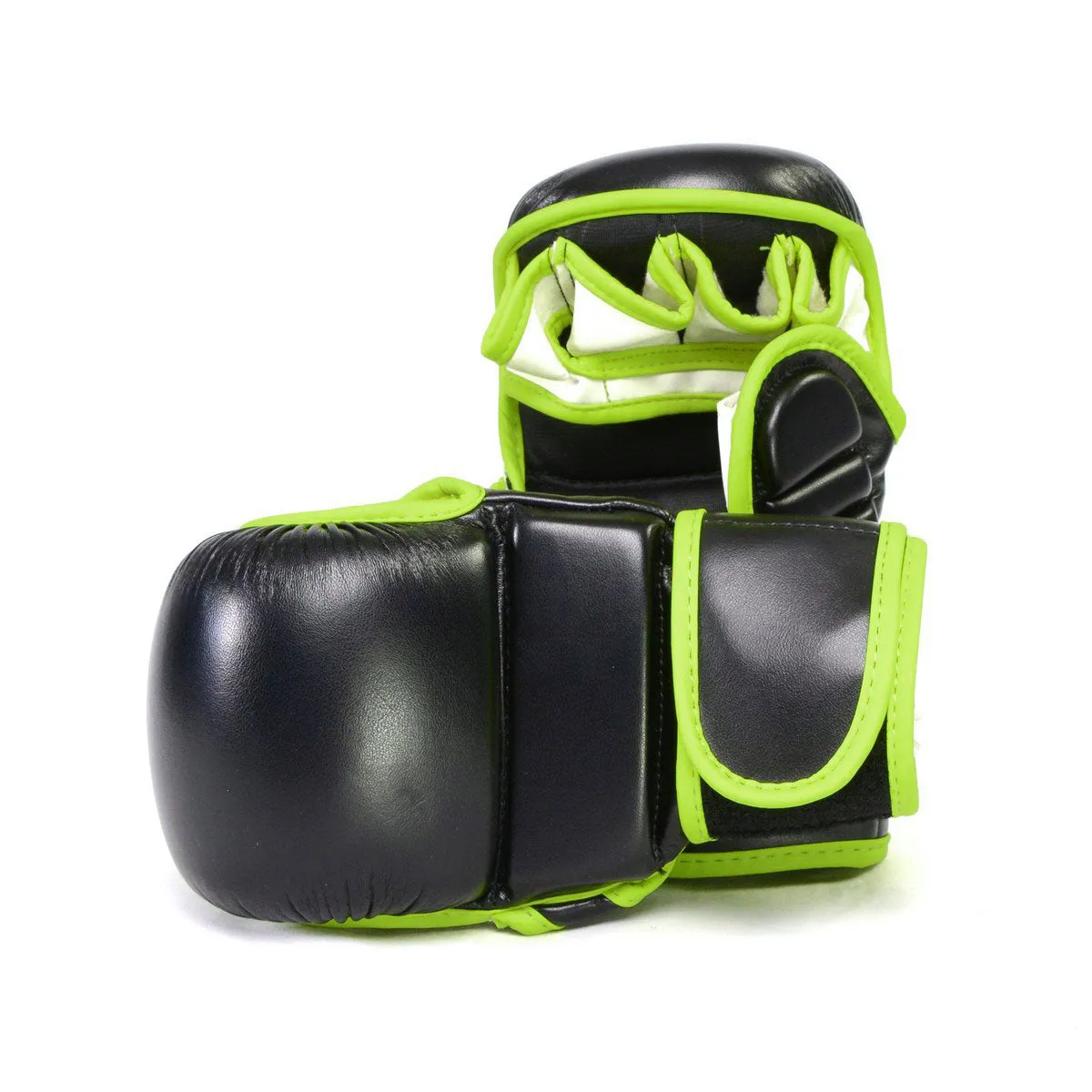 X-Fitness XF2001 7 oz MMA Hybrid Sparring Gloves-BLK/GREEN